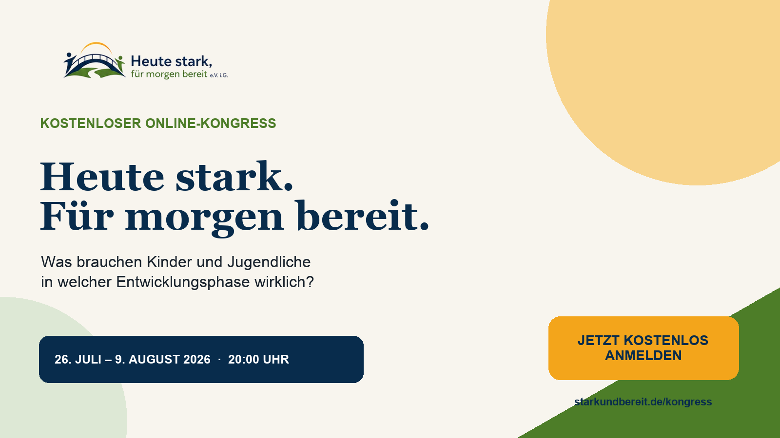 Programm des kostenlosen Online-Kongresses Heute stark. Für morgen bereit.